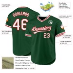 Weiß-Rotes Baseball Throwback Authentic Green Custom Jersey