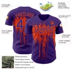 Tropfendes benutzerdefiniertes Muster Baseball Jersey Lila Authentisches 3D Orange Art Splatter Design