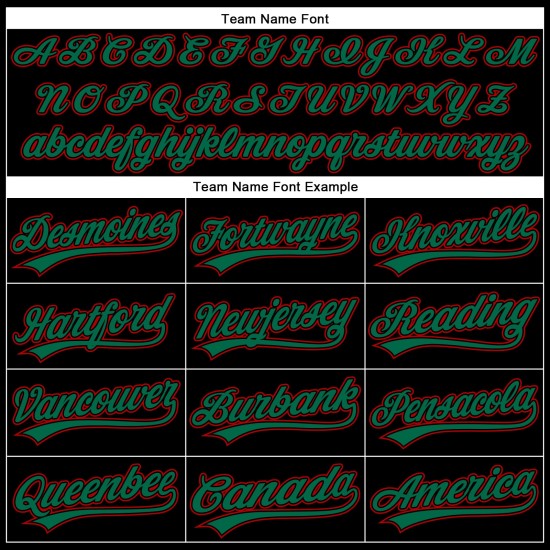 Curve Pattern Custom Solid Authentic 3D Grün-Rot Design Schwarz Kelly Jersey Baseball