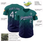 Quadratisches Muster Authentisches Design Teal Shapes Custom Gradient Baseball Grau-Marineblau Jersey 3D