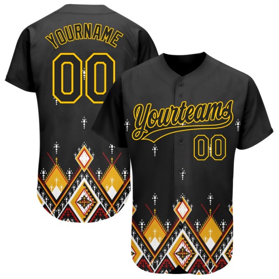 Gelb Schwarz Design Authentische Baseball Muster Stil Ethnische Jersey Afrikanische