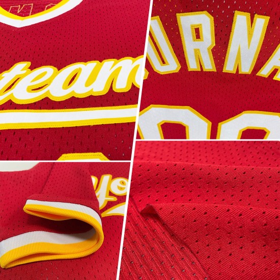 Throwback Baseball Authentic Red Jersey Custom Weiß-Gold