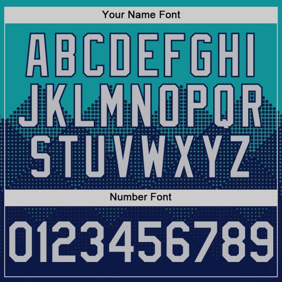 Quadratisches Muster Authentisches Design Teal Shapes Custom Gradient Baseball Grau-Marineblau Jersey 3D