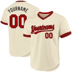 Authentisches Cream Baseball Jersey Throwback Custom Rot-Schwarz
