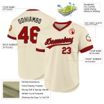 Authentisches Cream Baseball Jersey Throwback Custom Rot-Schwarz