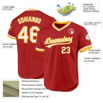 Throwback Baseball Authentic Red Jersey Custom Weiß-Gold